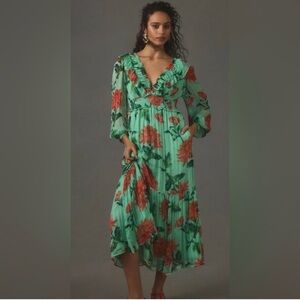 Anthropologie Odetta Ruffled V neck dress